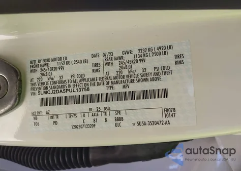 2023 Lincoln Corsair Reserve from USA, damaged, VIN 5LMCJ2DA5PUL13758